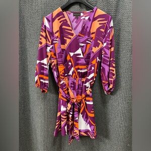 BOLD Elements Tropical Print Faux Wrap Belted Romper Size XL